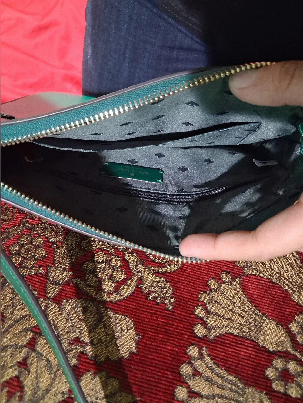 kate spade Green Leather Crossbody Bag with Front Zip Pocket